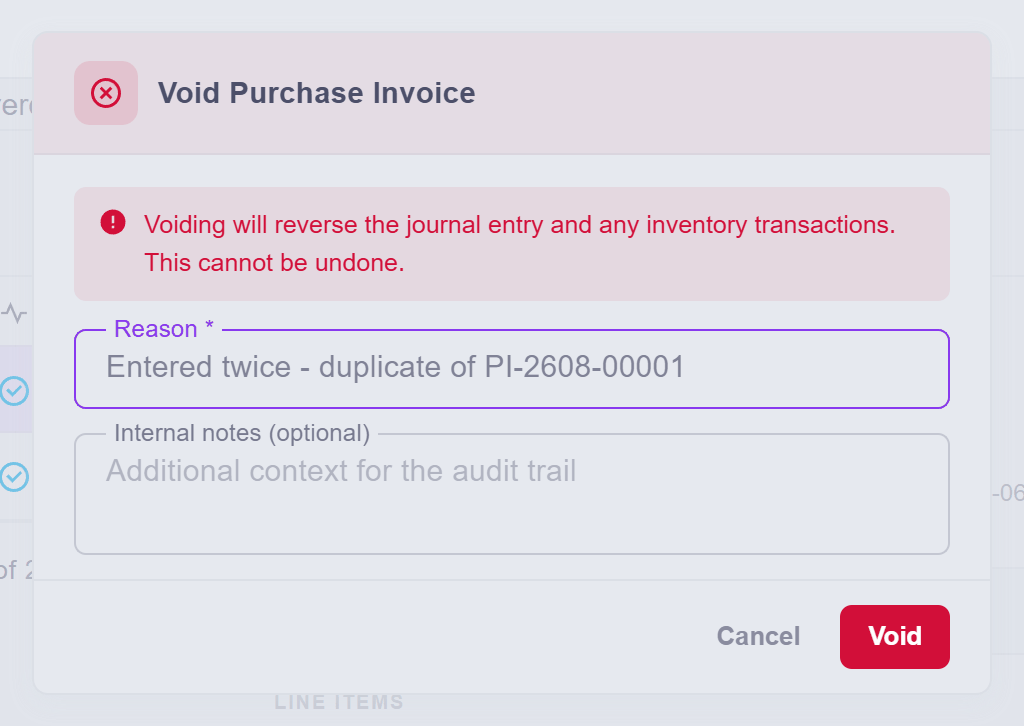 The void dialog asking for its reason