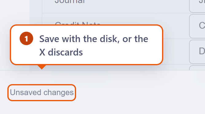 The unsaved-changes footer with save and discard